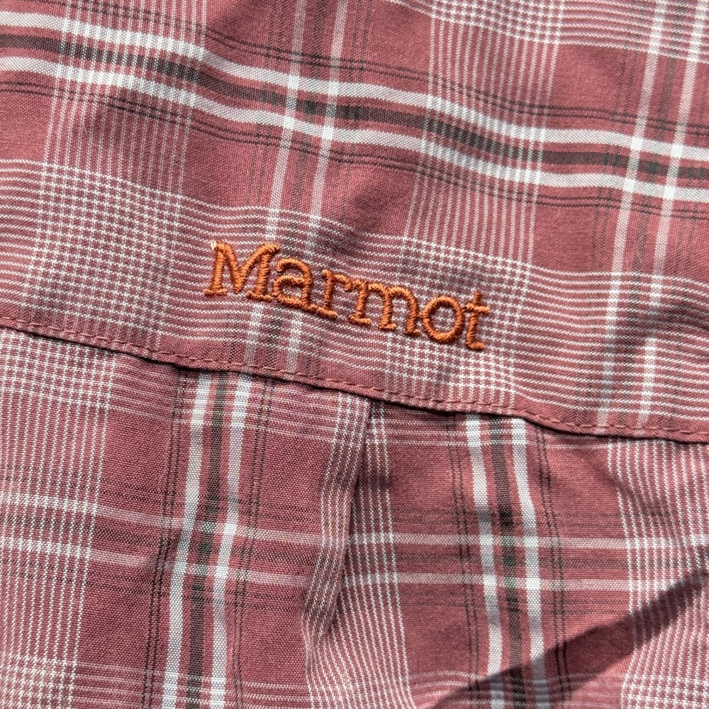 Marmot Eldridge UPF 20 UpCycle Mens Medium Whiskey Brown Plaid Shirt Gorpcore - Picture 6 of 10